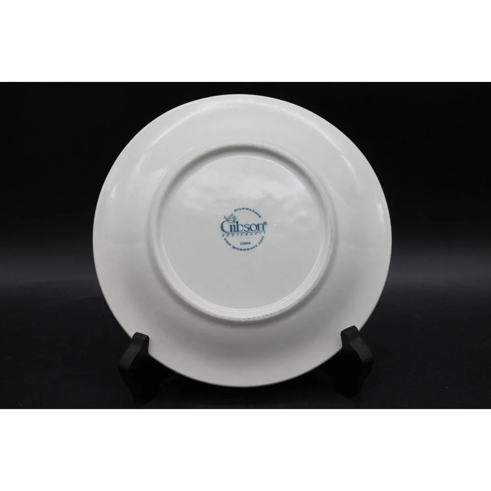 Gibson Housewares White Embossed Fruit Salad Plates Set of 3 Ceramic 7.75